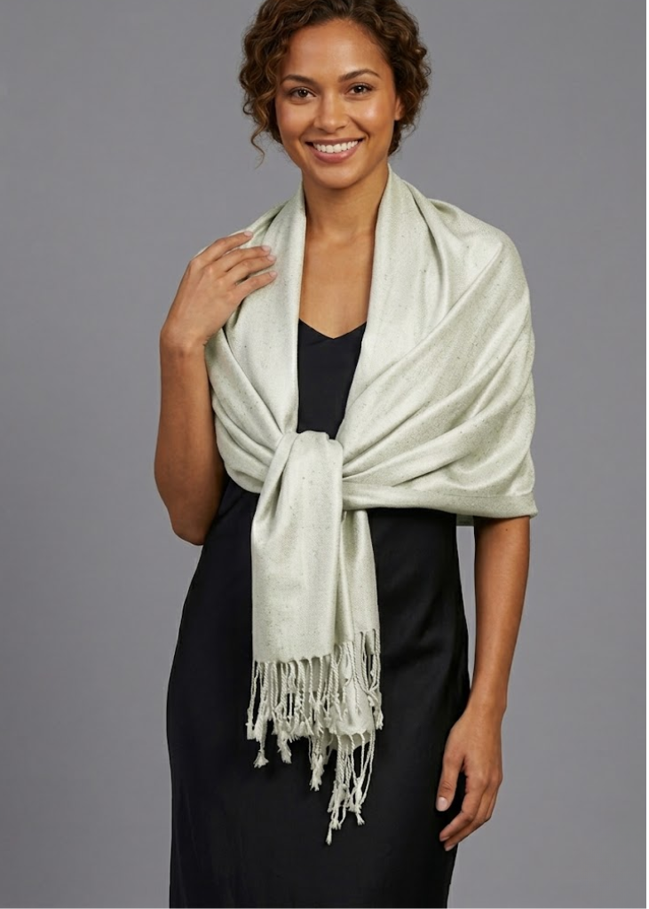 Silver Silky Pashmina Shawl Wrap Scarf for women - Peach Couture