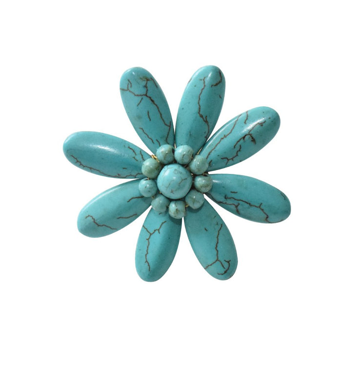 Gems Couture Jewelry Turquoise Adjustable Flower Ring