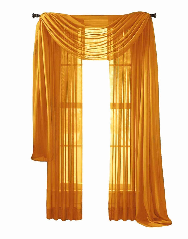 Gold Peach Couture Home Collection Beautiful Accent 1 Piece Solid Lightweight Sheer Colored Viole Window Scarf - 54" x 216"