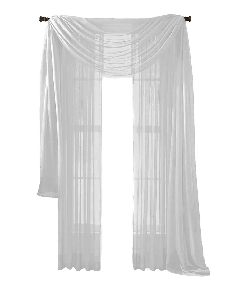 White Peach Couture Home Collection Beautiful Accent 1 Piece Solid Lightweight Sheer Colored Viole Window Scarf - 54" x 216"