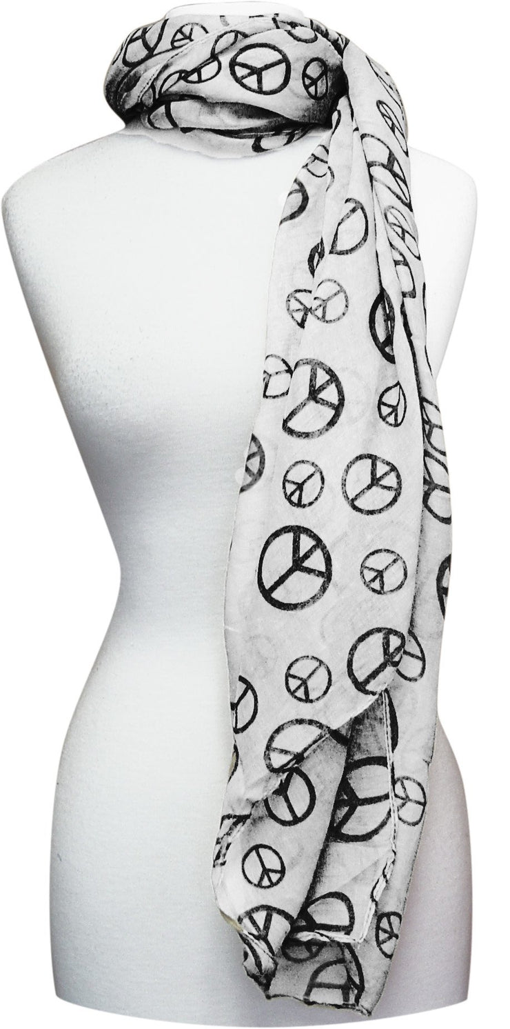 Fashionable Lightweight Peace Sign Design Scarf Shawl