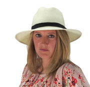 Classic Panama Hats Banded Fedora Hats Off White