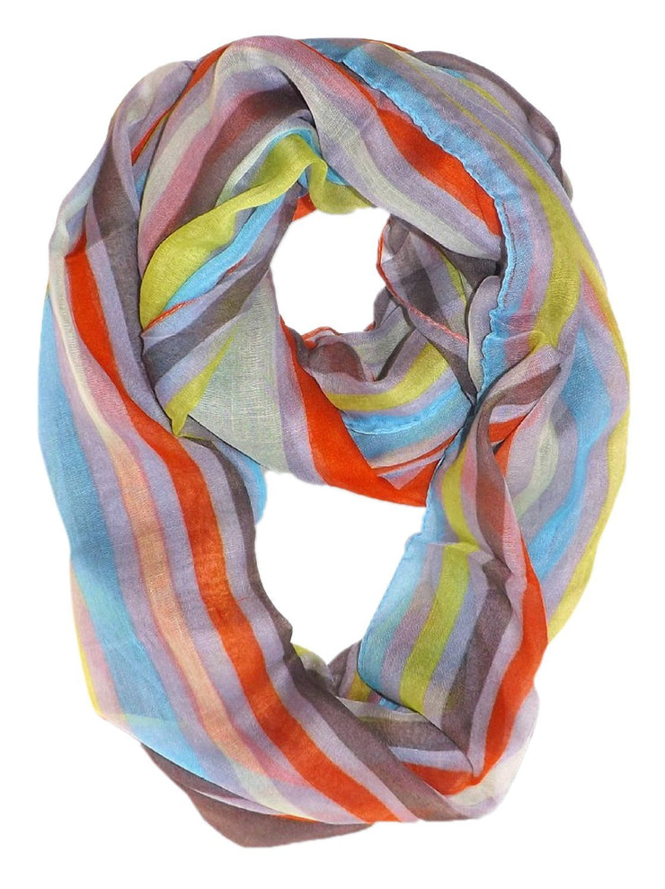 Mint Peach Couture Trendy Striped Print Light and Soft Fashion Infinity Loop Scarf