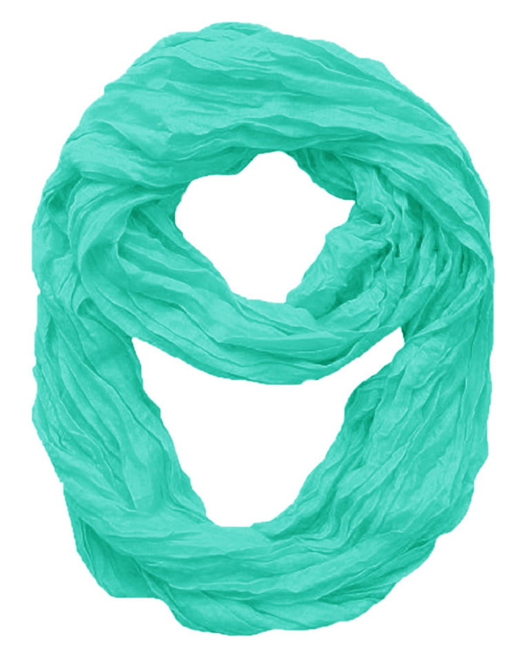 Aqua Peach Couture Fashion Lightweight Crinkled Infinity Loop Scarf Neon Faded Ombre
