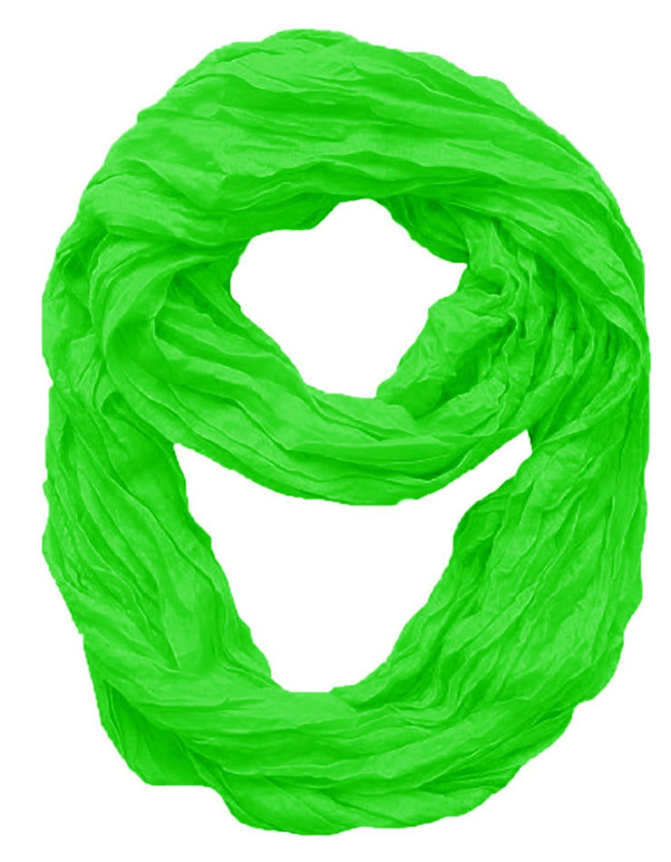Lime Green Peach Couture Fashion Lightweight Crinkled Infinity Loop Scarf Neon Faded Ombre