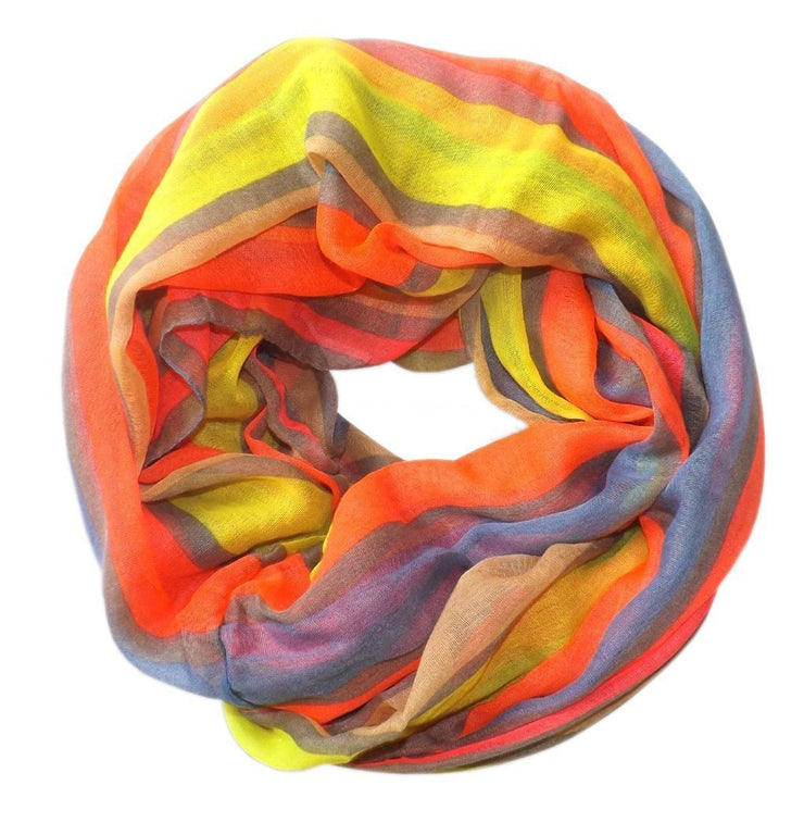 Neon Pink Vibrant Striped Design Fashionable Multicolor Infinity Loop Scarf