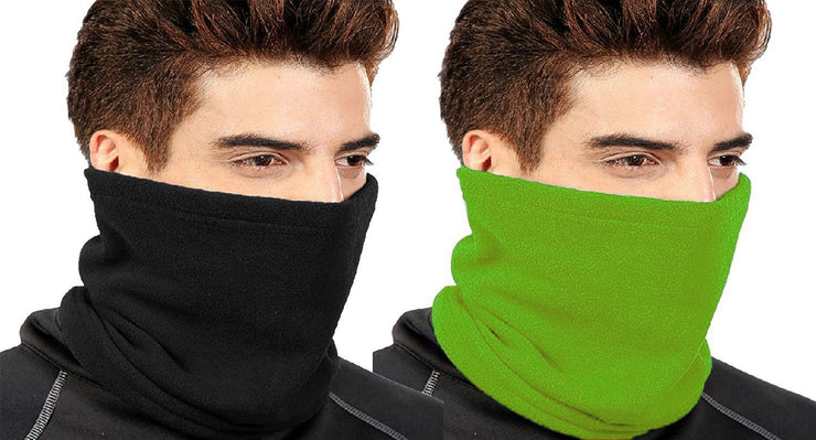 Thick Knit One Hole Facemask Balaclava Snowboarding Biker Mask (Green Black)