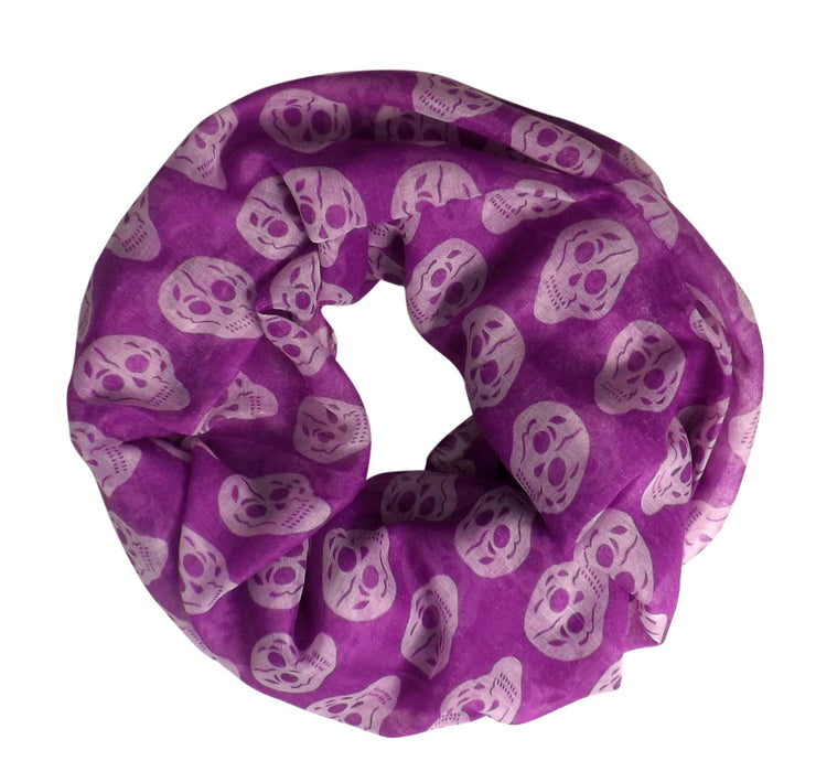 Unisex Light Weight Skull Design Infinity Loop Scarves (Purple)