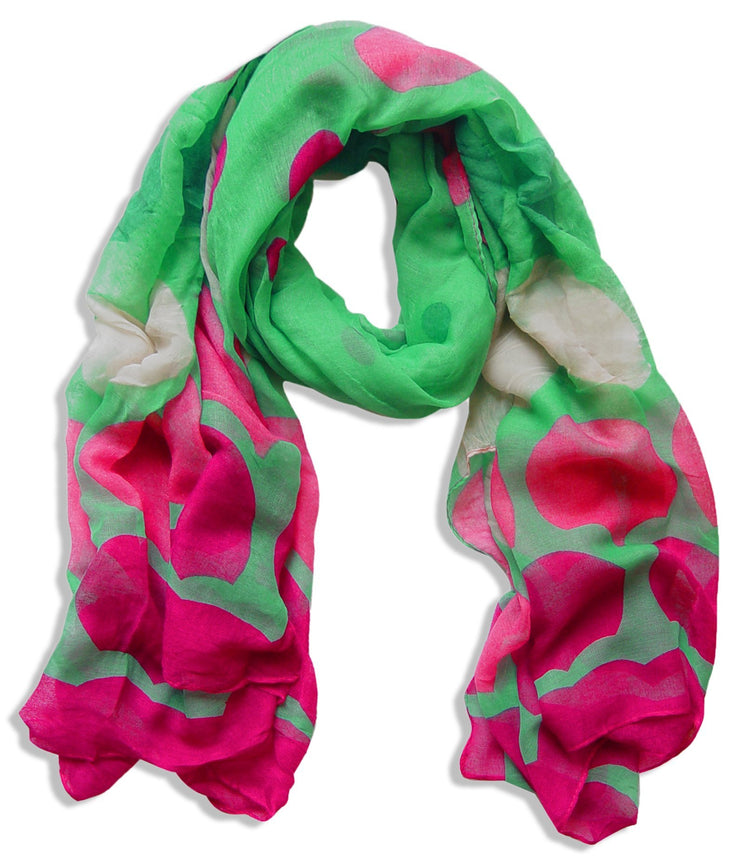 Green Peach Couture Vintage Multicolored Classic Bright and Trendy Polka Dot Scarf