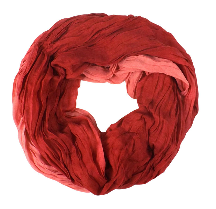 Ombre Coral Peach Couture Fashion Lightweight Crinkled Infinity Loop Scarf Neon Faded Ombre