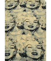 Vintage Chiffon Feel Marilyn Monroe Design Scarf/wrap w/Silk Black Border