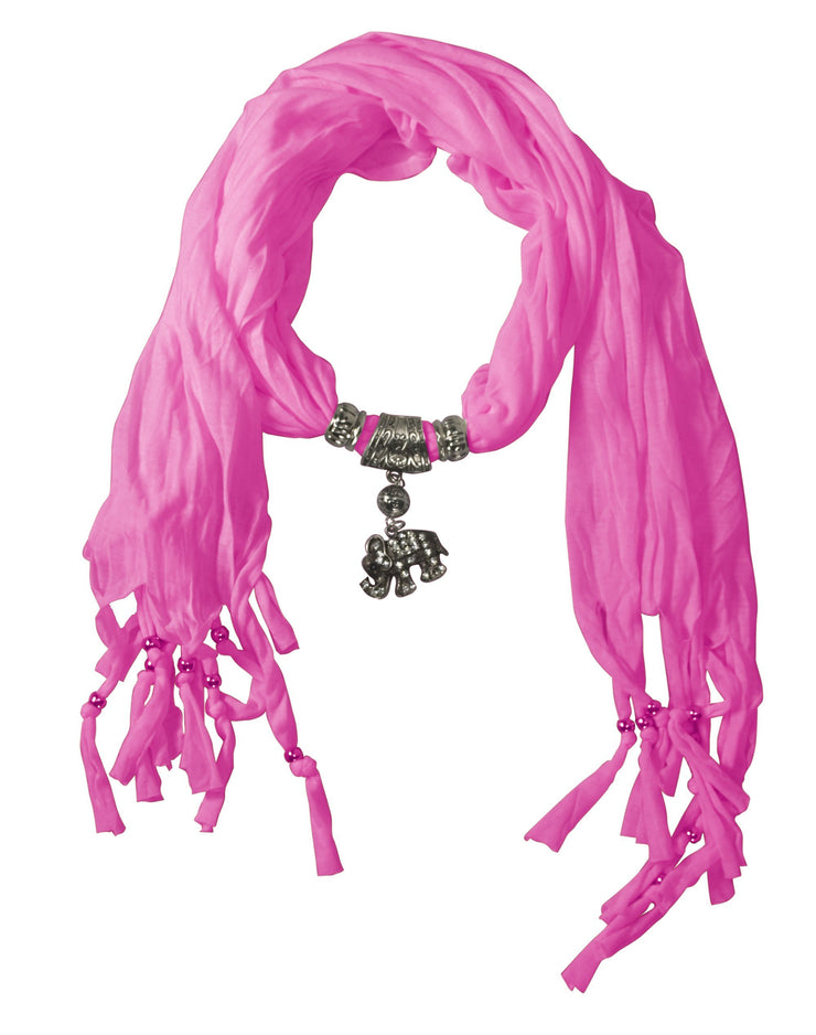 Buggblegum Pink Womens Elegant Elephant Luxury Rhinestone Pendant Necklace Scarf