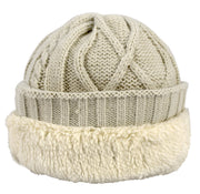 Diamond Knit Sherpa Fleece Lined Unisex Winter Beanie Hat