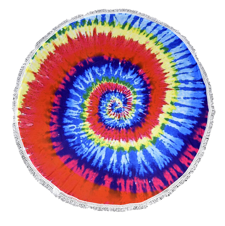 Roundie Beach Towel Yoga Mats Thick Terry Cotton with Fringe Tassels - Many Designs & Colors