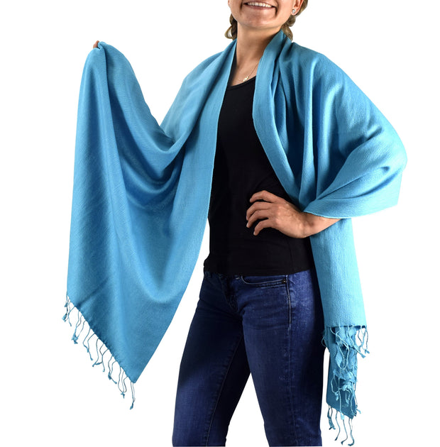 PASHIMINA Scarf Made In Nepal- 70% Pashmina 30% Silk Light Cocoa