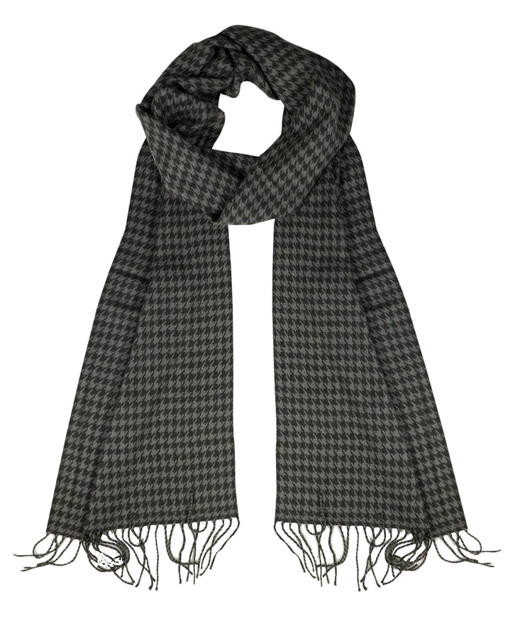 Houndstooth Gray Soft Cashmere Feel Plaid Houndstooth Print Scarf Unisex Scarves Warm & Cozy