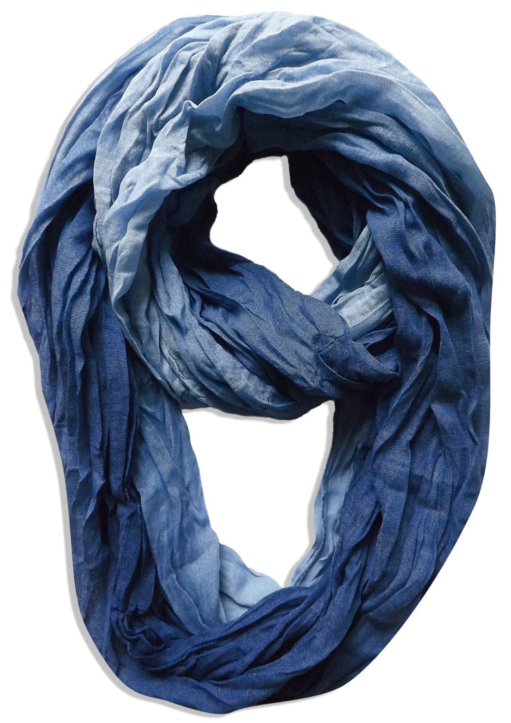 Ombre Navy Peach Couture Fashion Lightweight Crinkled Infinity Loop Scarf Neon Faded Ombre