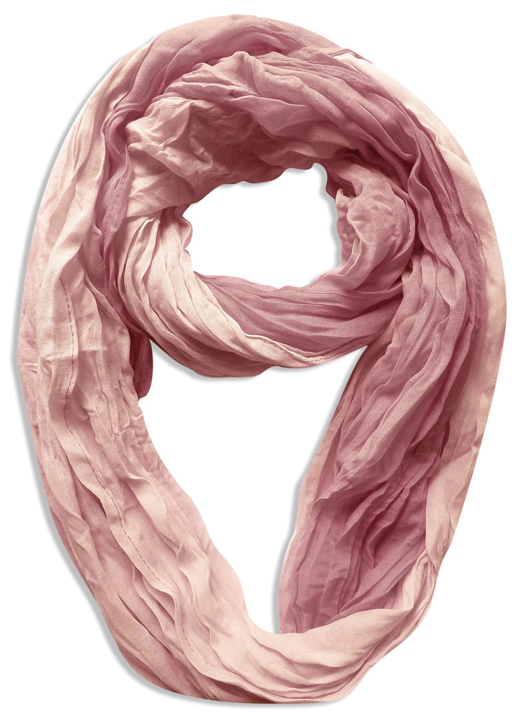 Ombre Pink Peach Couture Fashion Lightweight Crinkled Infinity Loop Scarf Neon Faded Ombre