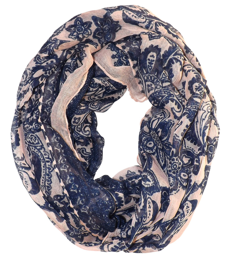 Peach Couture Beautiful Graphic Sunflower Paisley Print Infinity Loop Scarf