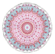 Roundie Beach Towel Yoga Mats Thick Terry Cotton with Fringe Tassels - Many Designs & Colors