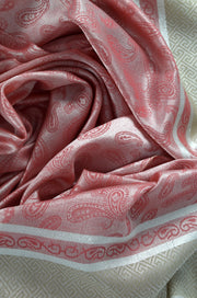 Peach Couture Exclusive Silky Shiny Tribal Paisley Printed Fringe Scarf