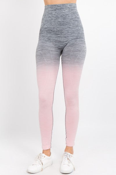 Chava Active Heather Knit Ombre Leggings w/High Waist Band