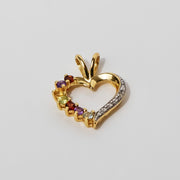 Gold Heart Outline Pendant with Diamonds & Precious Stones