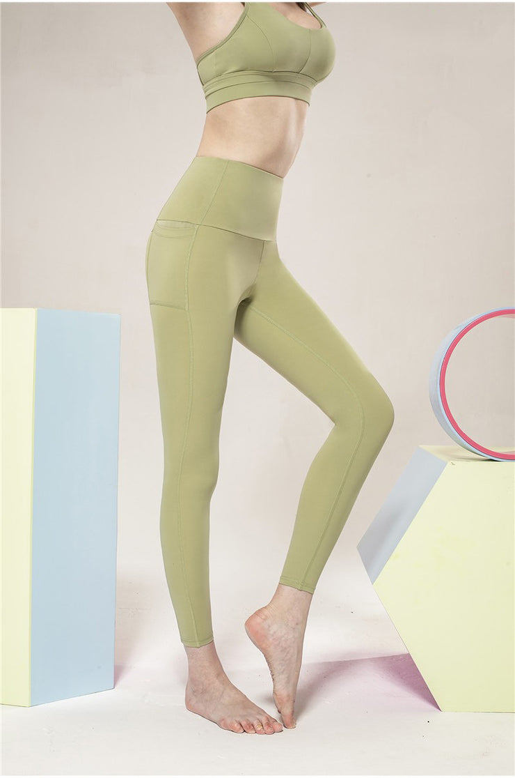 "Race You There" Solid High-Rise Leggings with Pockets