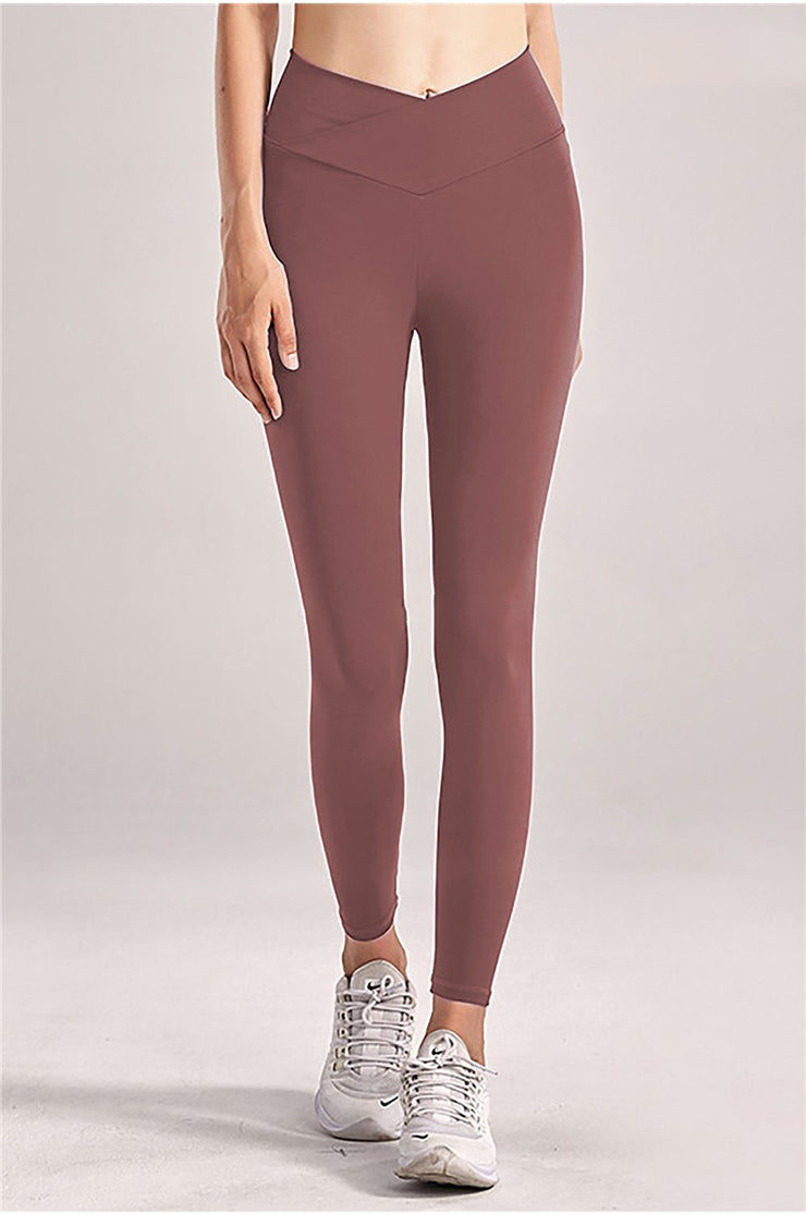 "Jumping For You" Solid Crossover High-Rise Leggings