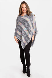 Aurelia Multi-Color Striped Pattern Knitted Poncho
