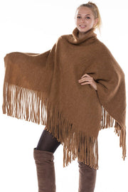 Pomona Solid Color Knitted Turtleneck Poncho