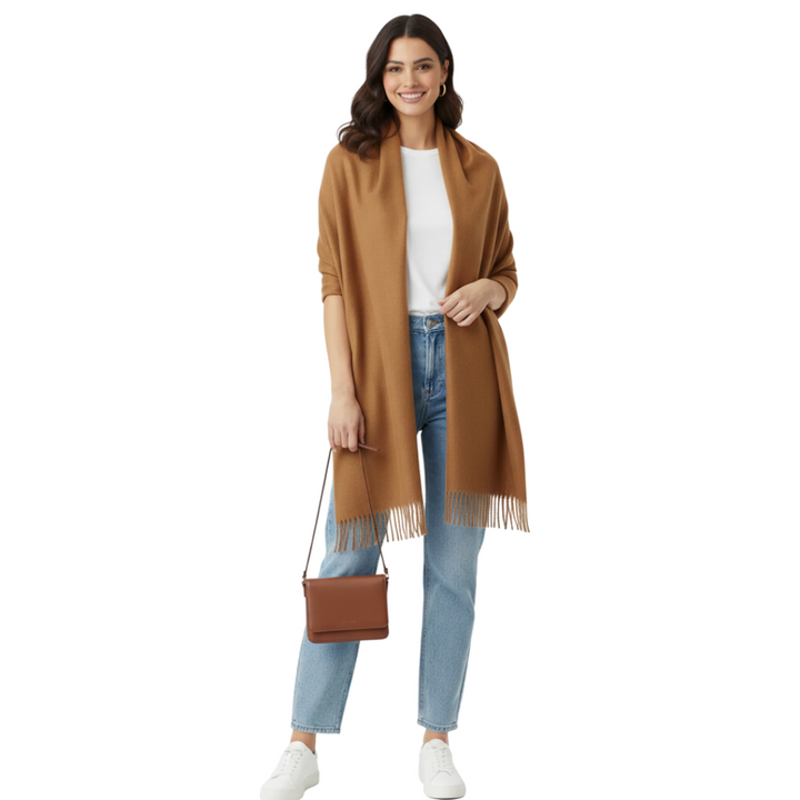Luxurious Cashmere Pashmina Shawl - Camel