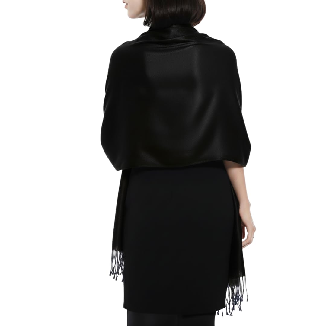 Peach Couture Soft and Silky Bamboo Rayon Pashmina Feel Shawl Scarf Wrap (Black)