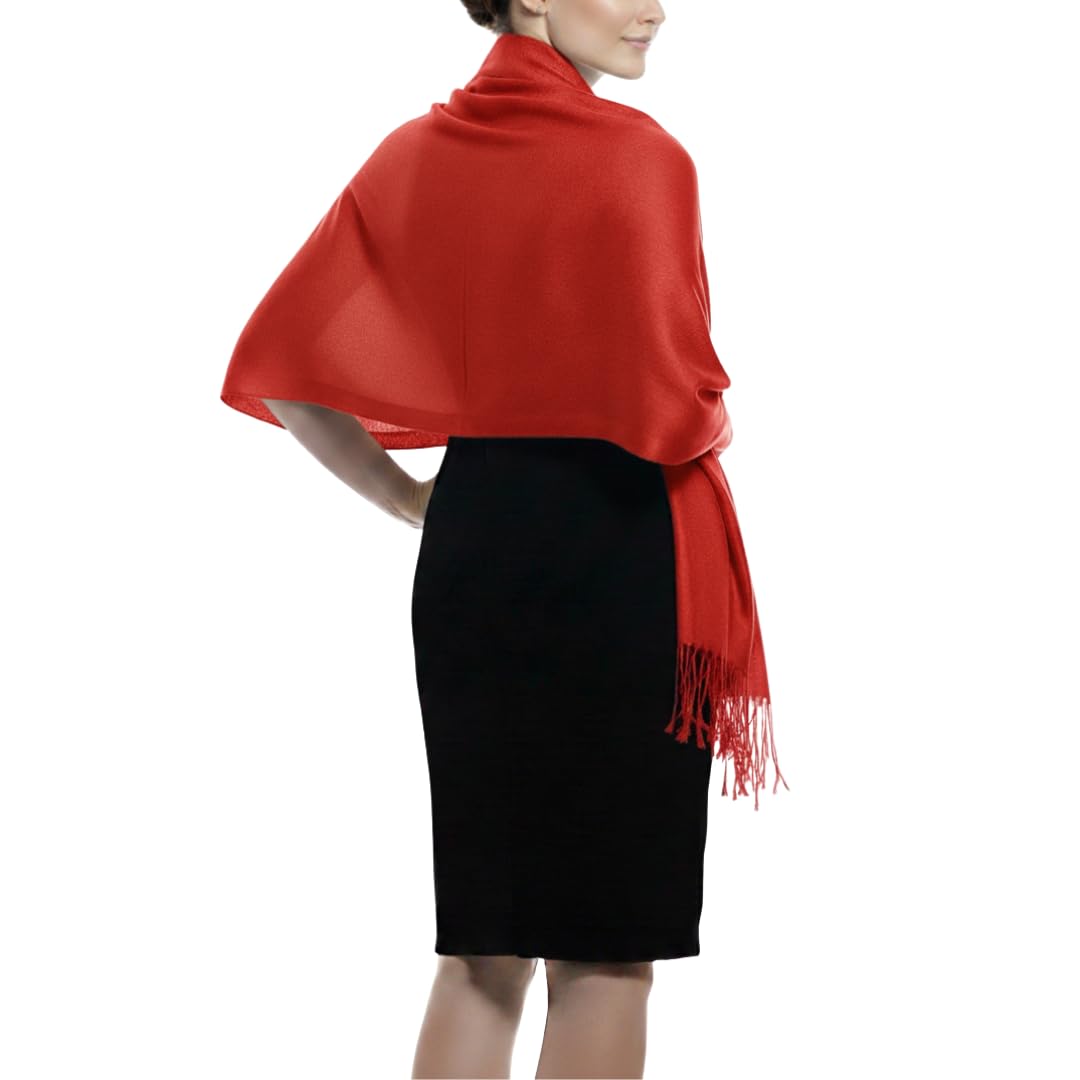 Peach Couture Soft and Silky Bamboo Rayon Pashmina Feel Shawl Scarf Wrap (Red)