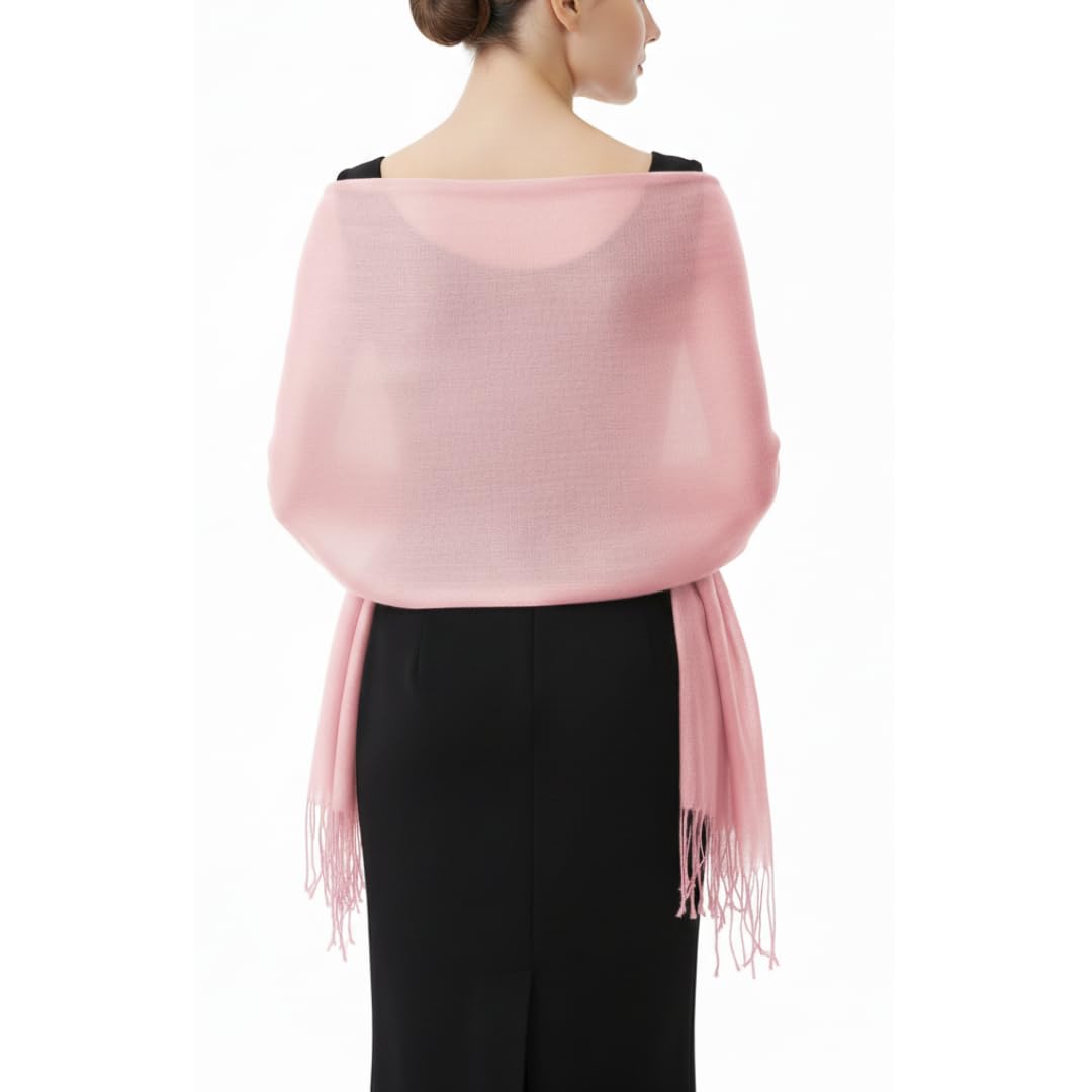 Peach Couture Soft and Silky Bamboo Rayon Pashmina Feel Shawl Scarf Wrap (Baby Pink)