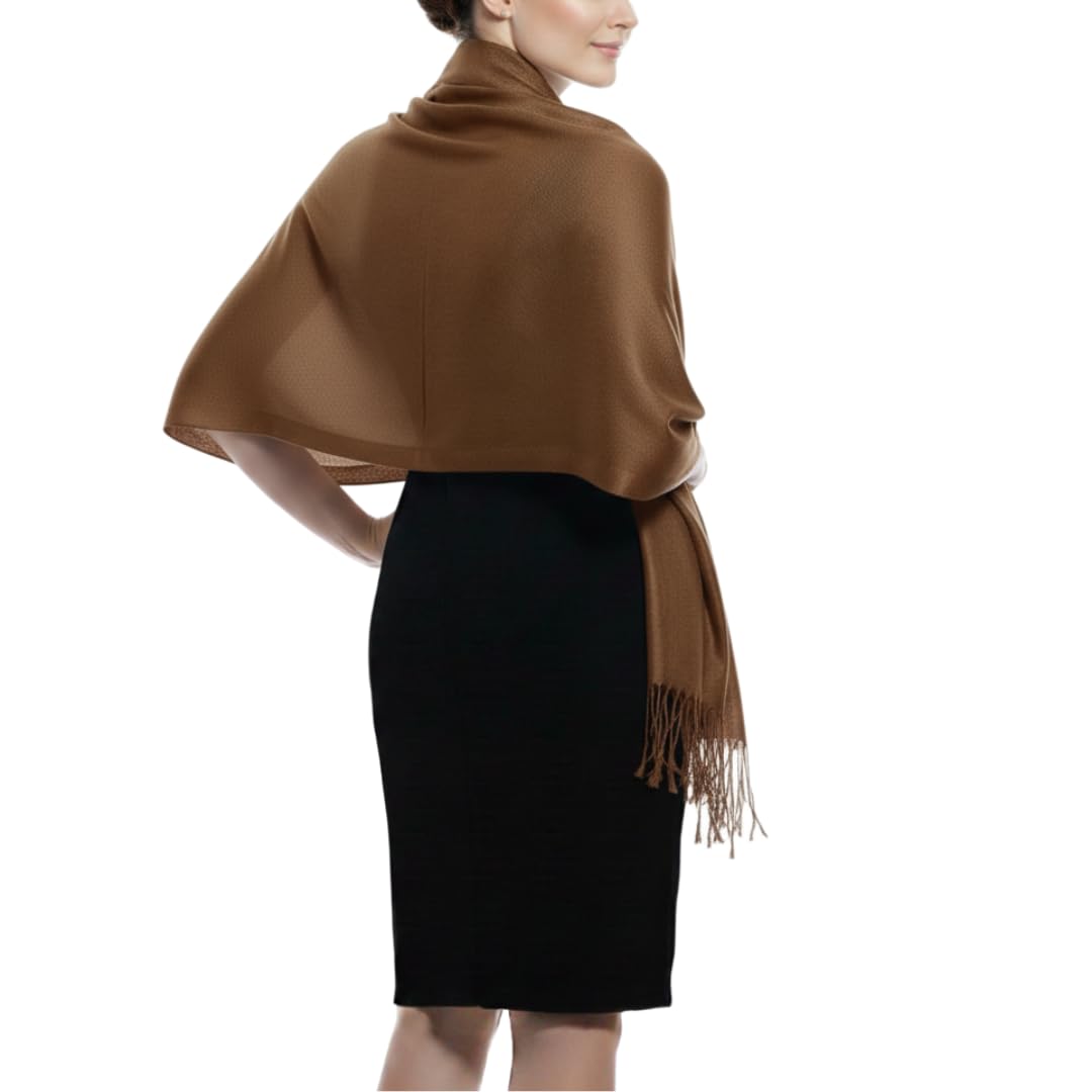Peach Couture Soft and Silky Bamboo Rayon Pashmina Feel Shawl Scarf Wrap (Chocolate Brown)