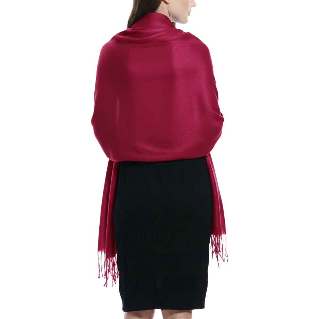 Peach Couture Soft and Silky Bamboo Rayon Pashmina Feel Shawl Scarf Wrap (Magenta)