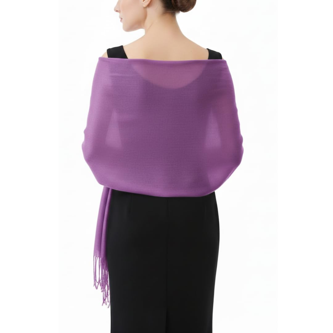 Peach Couture Soft Silky Rayon Pashmina Shawl Wrap Scarf in Solid Color (Lavender)