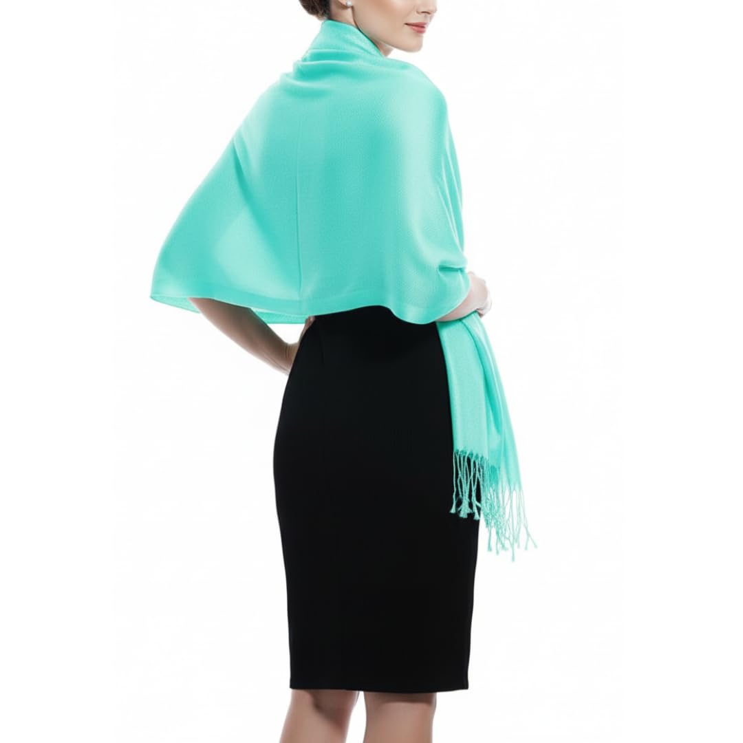 Peach Couture Soft and Silky Bamboo Rayon Pashmina Feel Shawl Scarf Wrap (Robin's Egg Blue)
