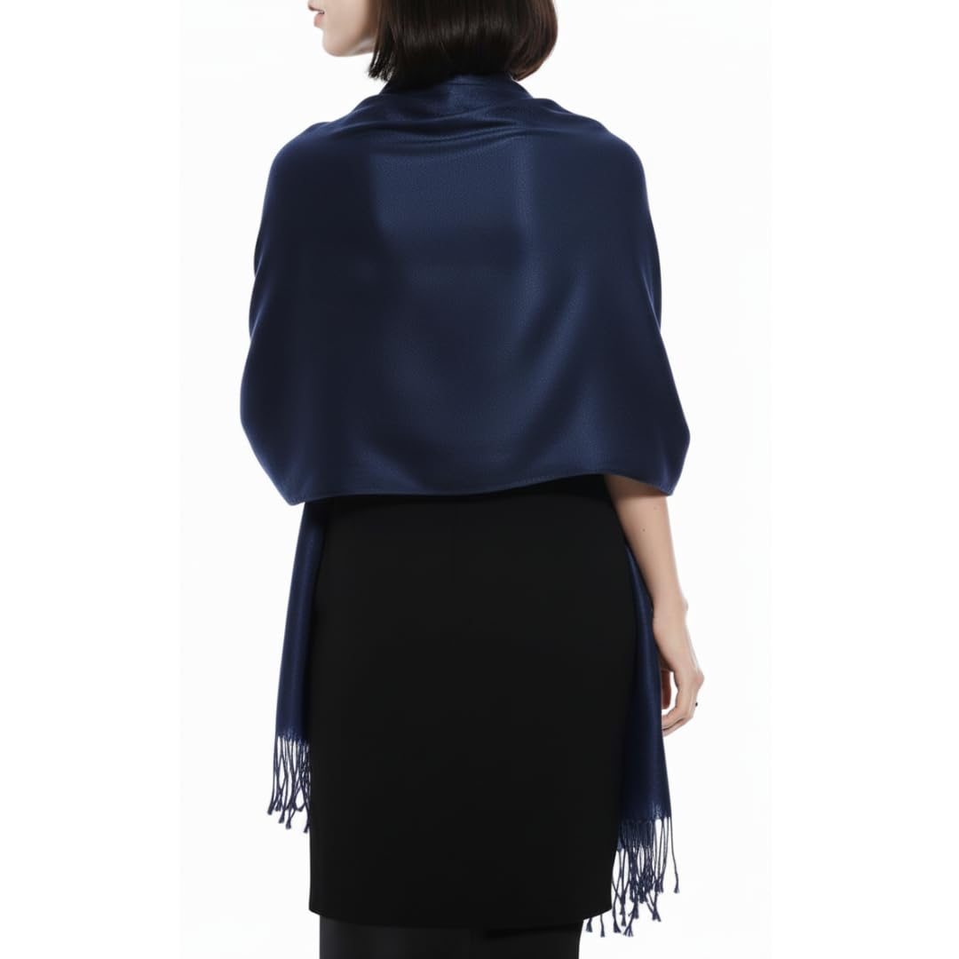 Peach Couture Soft and Silky Bamboo Rayon Pashmina Feel Shawl Scarf Wrap (Midnight Blue)