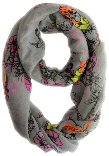 Peach Couture Paint The Town Red Cherry Blossom Floral Print Infinity loop Scarves Bright Grey