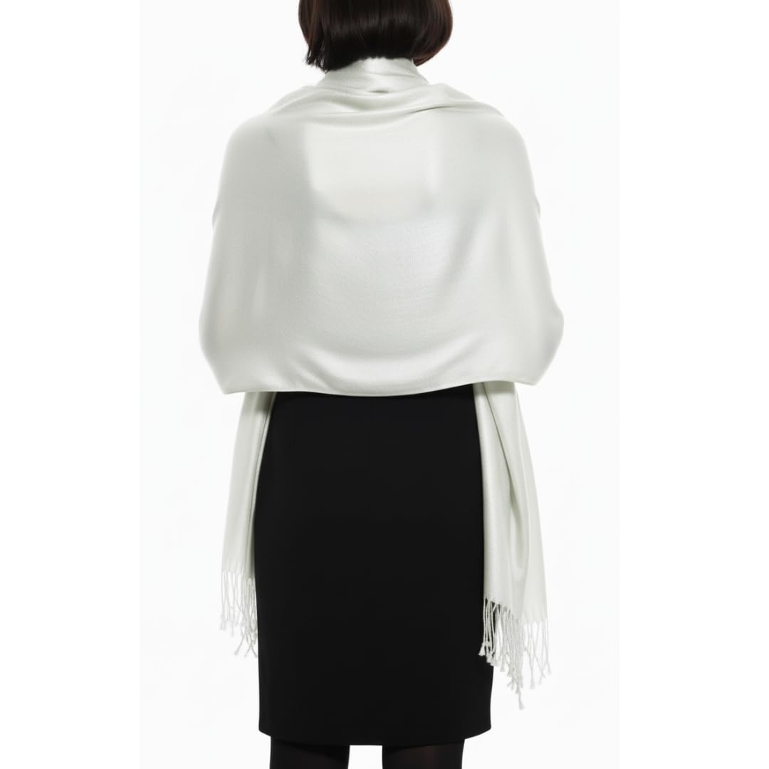 Peach Couture Soft and Silky Bamboo Rayon Pashmina Feel Shawl Scarf Wrap (Silver)