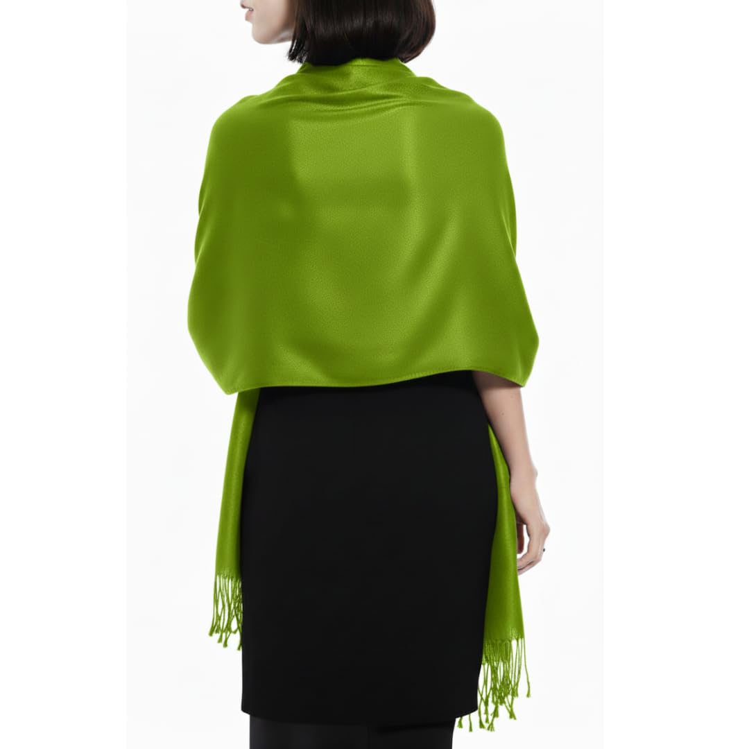 Peach Couture Soft and Silky Bamboo Rayon Pashmina Feel Shawl Scarf Wrap (Olive Green)