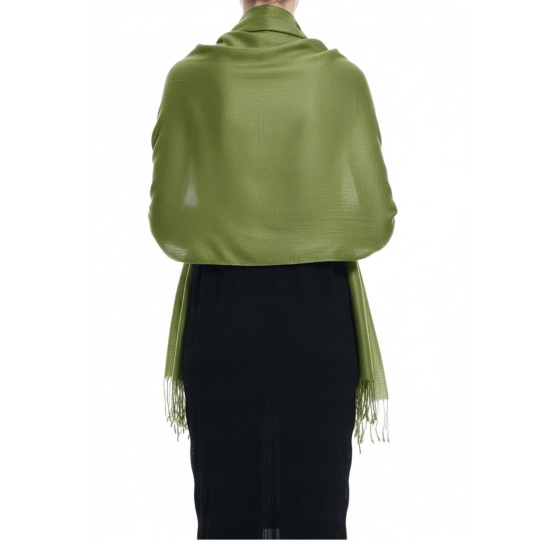 Peach Couture Soft and Silky Bamboo Rayon Pashmina Feel Shawl Scarf Wrap (Sage)