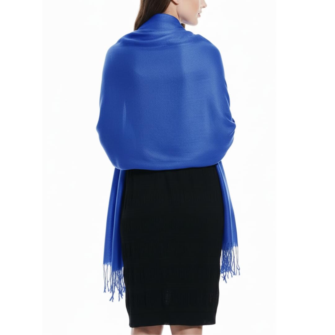 Peach Couture Soft and Silky Bamboo Rayon Pashmina Feel Shawl Scarf Wrap (Blue)