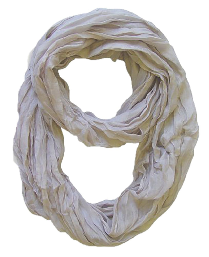 Solid Colors Neon Light Crinkled Infinity Loop Scarf (Silver)