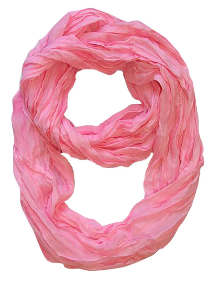 Solid Colors Neon Light Crinkled Infinity Loop Scarf (Baby Pink)