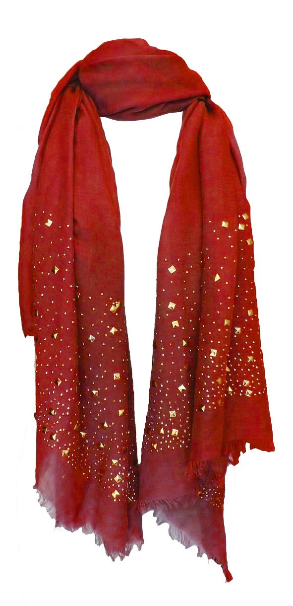 Peach Couture Classic Glittering Sparkle Studded Scarf Shawl Wrap (Maroon)