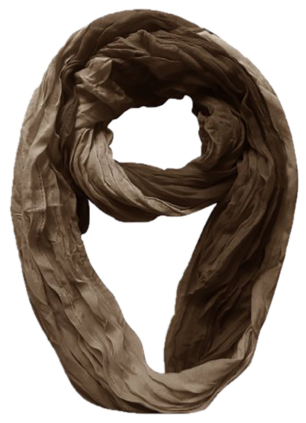 Fashion Lightweight Crinkled Infinity Loop Scarf - Neon - Faded - Ombre (Chocolate Brown)