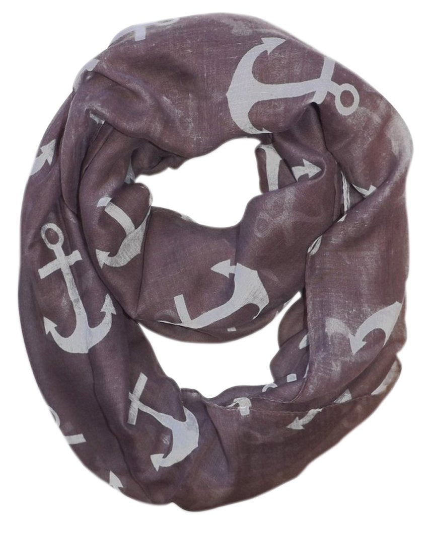 Peach Couture All season Infinity Loop Scarves Bold Anchor Print Lavender